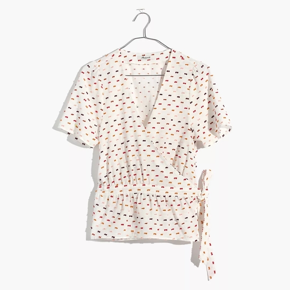 Madewell Ruffle-Hem Wrap Top in Clipdot size XXS - Picture 2 of 11
